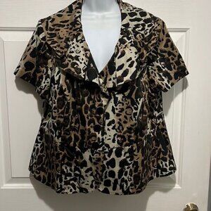 Leopard Print Short Sleeve Blazer/shirt